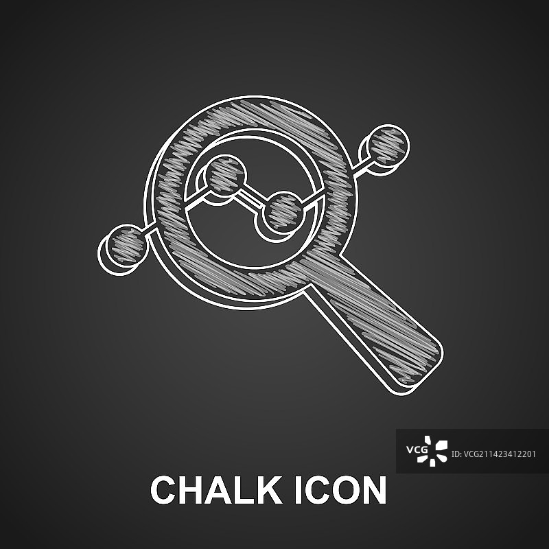 粉笔画放大镜和数据分析图标图片素材