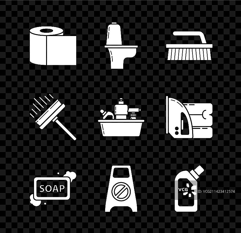 马桶卷纸、清洁刷套装图片素材