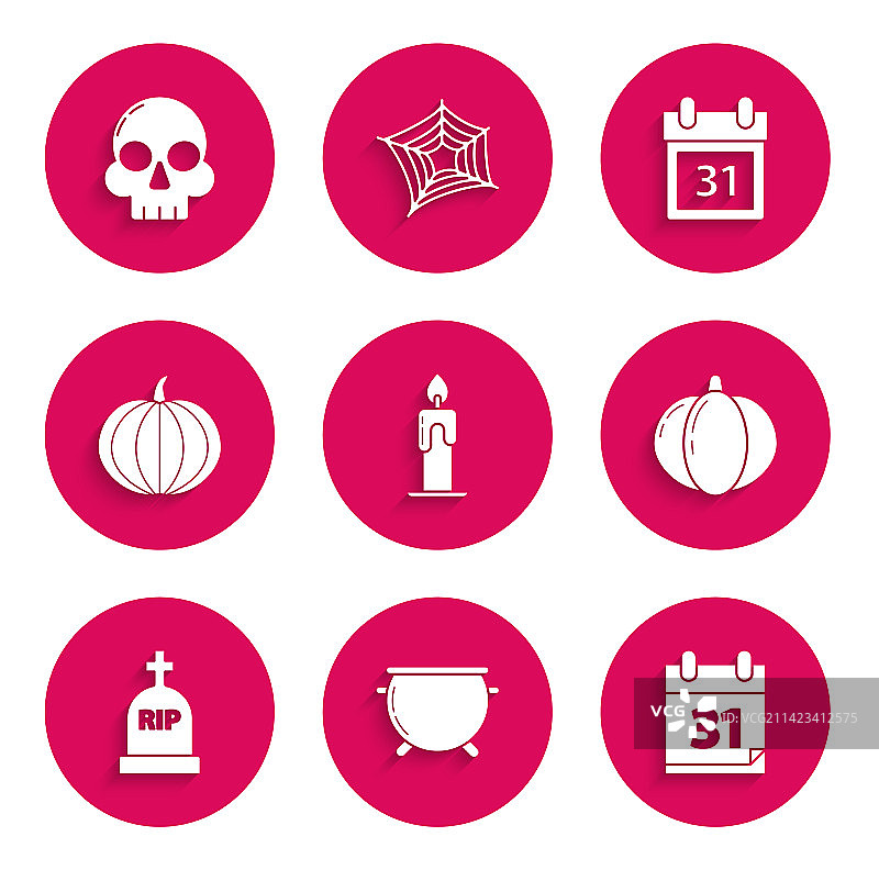 燃烧的蜡烛万圣节女巫锅套装图片素材