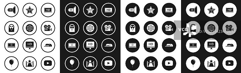 笔记本电脑高清视频技术电影屏幕图标合集图片素材