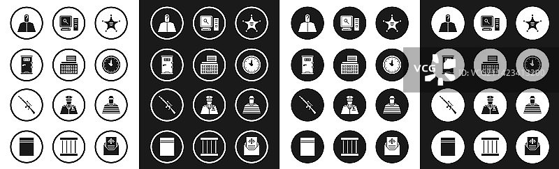 六角星警长复古打字机监狱套装图片素材