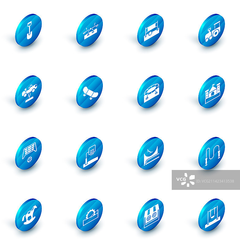 跷跷板、排球网与玩具火车图片素材