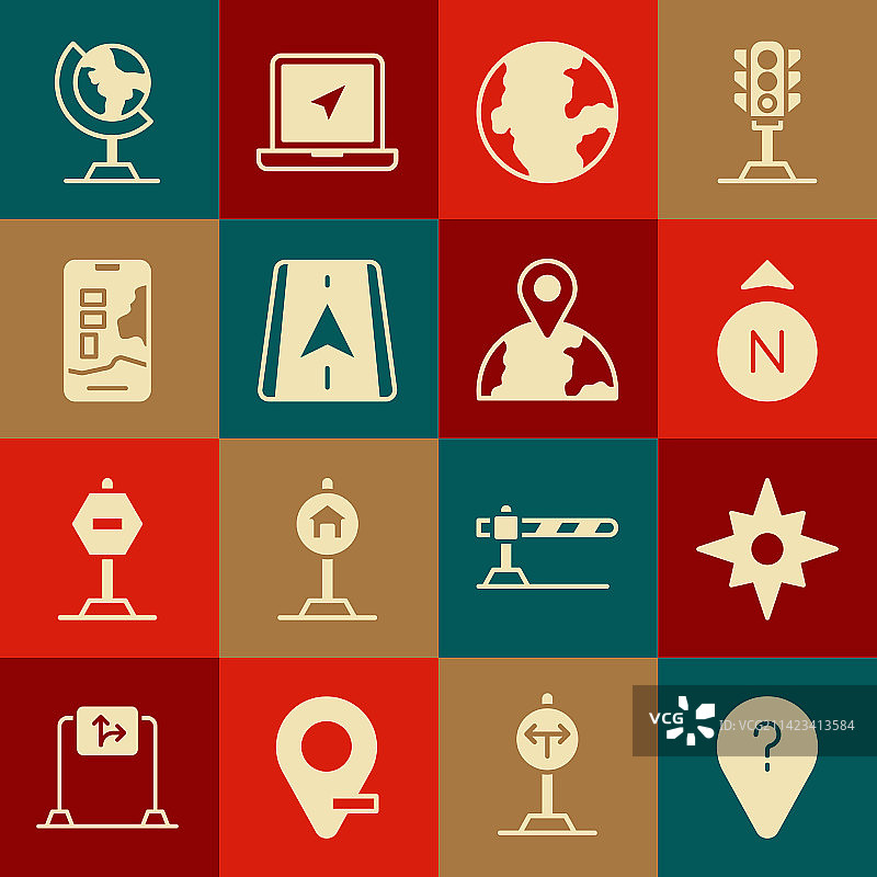 未知路线点、风向标、指南针和地球素材图片素材