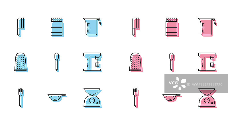 叉子厨房漏勺绞肉机线条素材图片素材