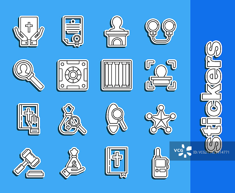 对讲机、六角星和警长头像图片素材