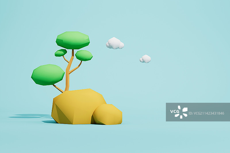 low poly风格的卡通风景图片素材