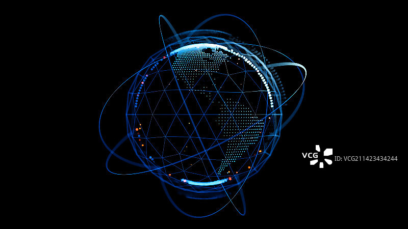 卫星环绕地球信息科技与全球经济图片素材