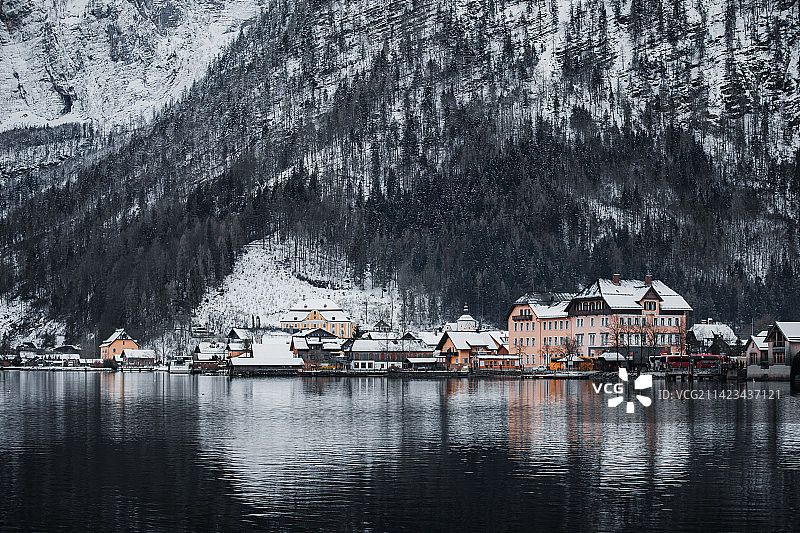 奥地利哈尔施塔特小镇风光图片素材