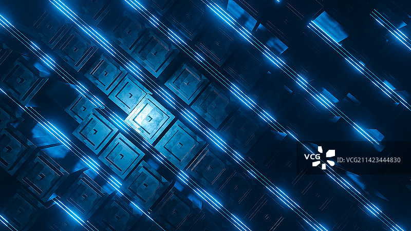 交错发光线条的凹凸几何形状图片素材