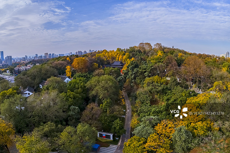 航拍南京清凉山的秋色图片素材
