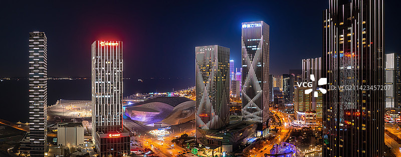 大连东港商务区夜景图片素材