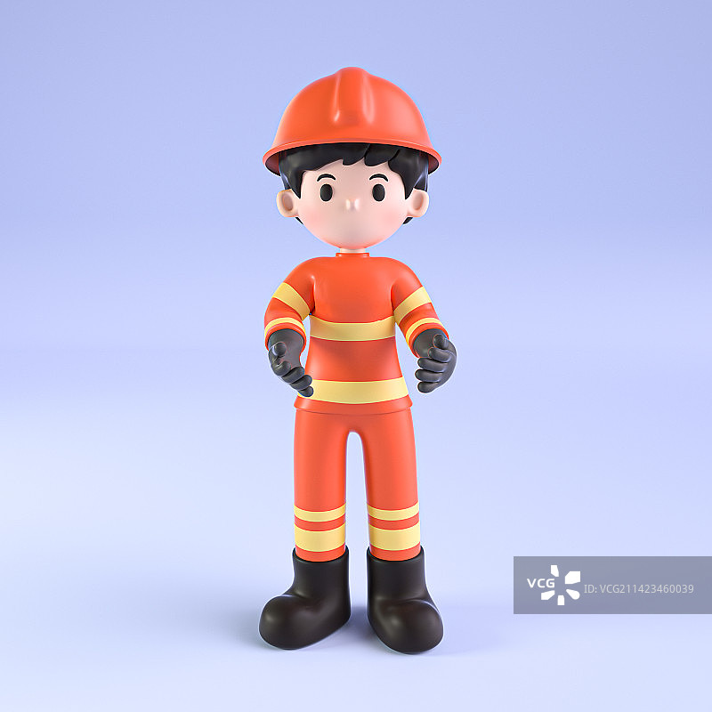 3D渲染消防员卡通形象图片素材