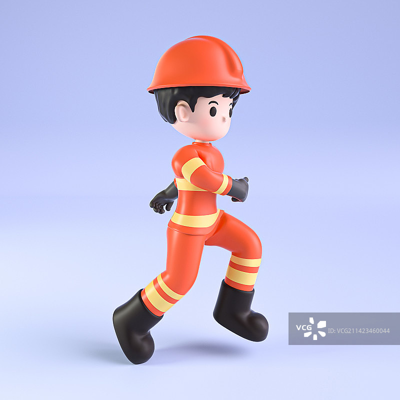 3D渲染消防员卡通形象图片素材