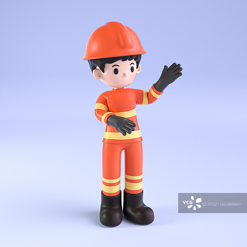 3D渲染消防员卡通形象图片素材