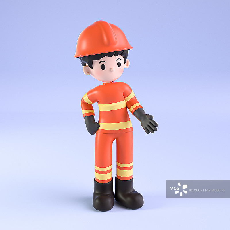 3D渲染消防员卡通形象图片素材
