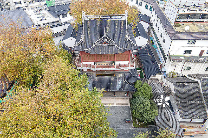 航拍南京夫子庙秦淮河秋色图片素材