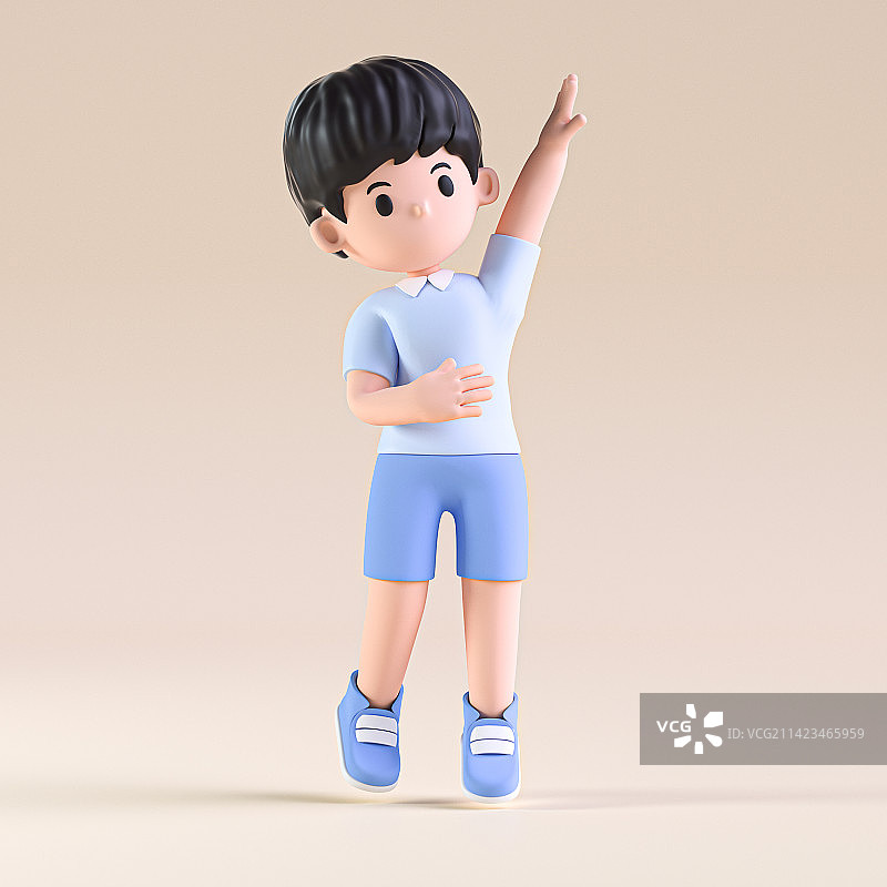3D渲染卡通学生插画图片素材