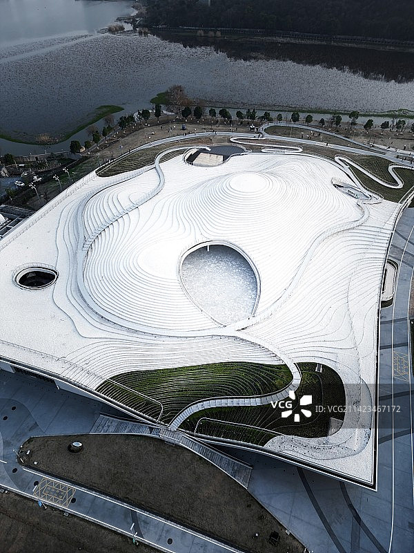 武汉琴台美术馆 无人机 航拍图片素材