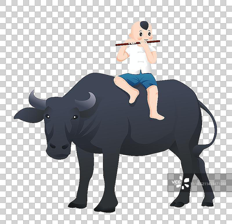 清明节户外牧童放牛图片素材