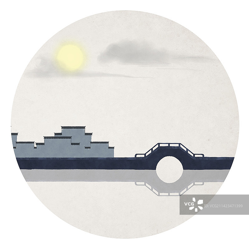 露从今夜白江南风景插画图片素材