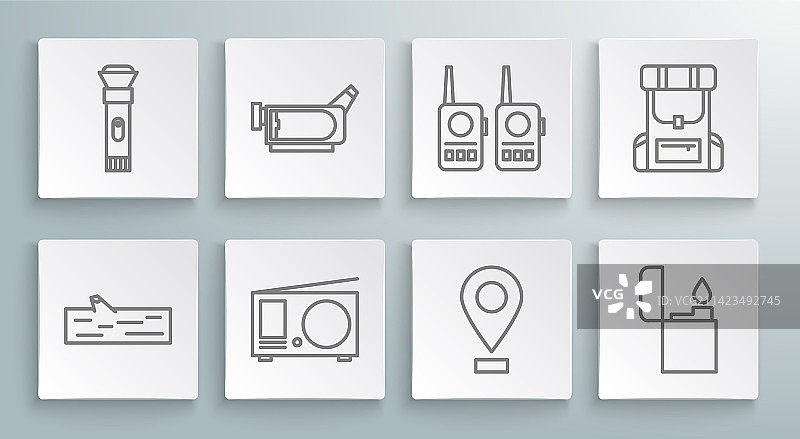 木制原木电影摄影机收音机线条组合图片素材