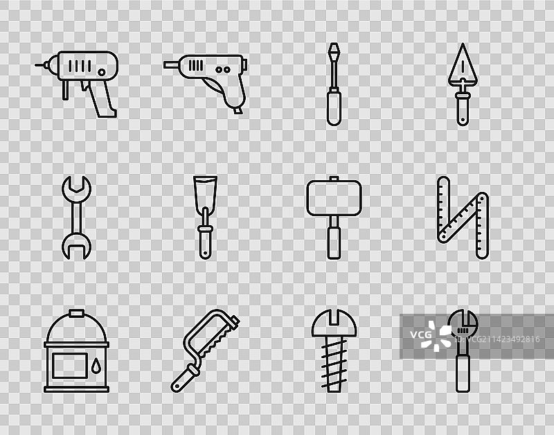 油漆桶、扳手等线条素材图片素材