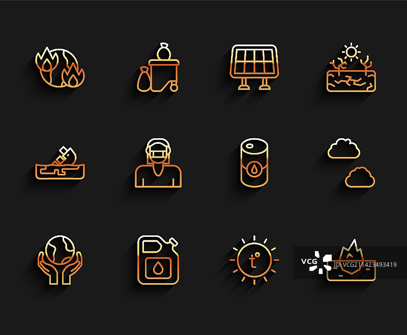 手持地球仪容器线条设计图片素材