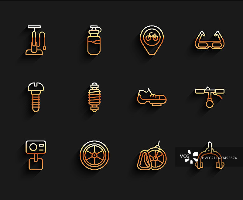 极限运动相机自行车车轮漏气线条图片素材