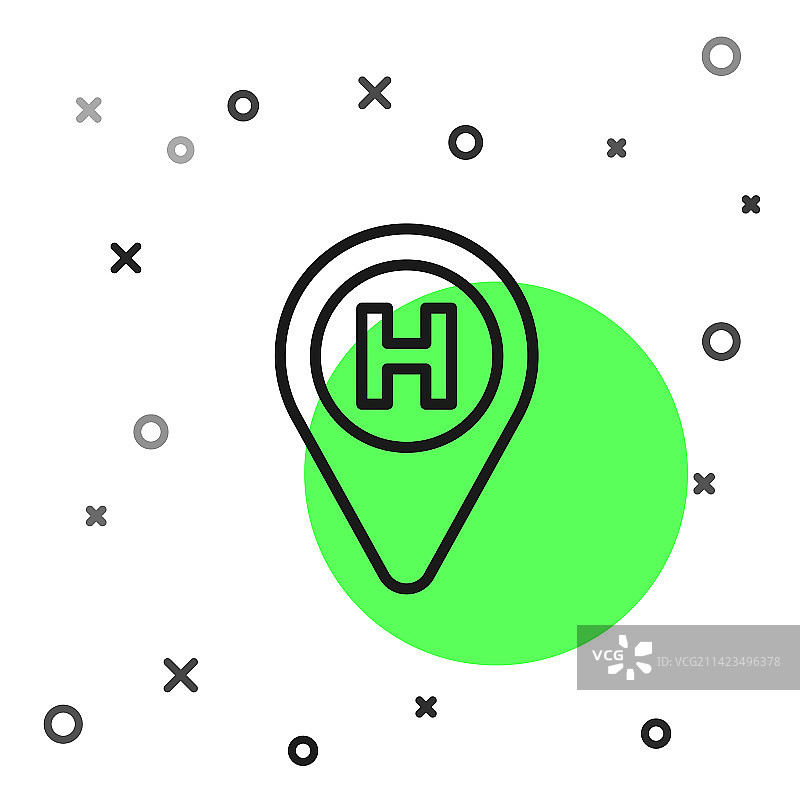 黑色线条直升机停机坪图标图片素材