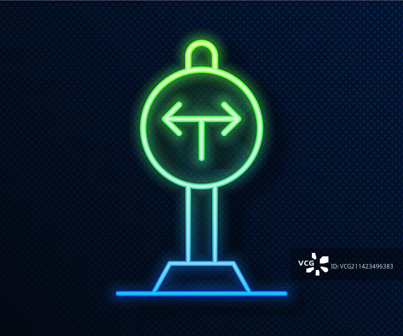 发光霓虹灯线条岔路图标图片素材