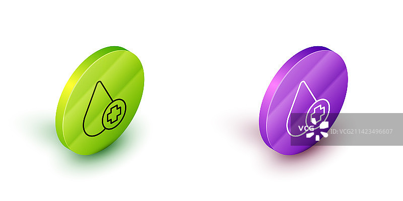 2.5D线条十字献血滴图标图片素材