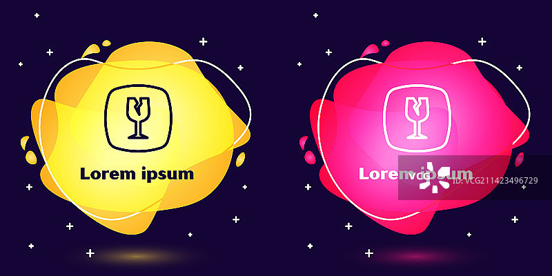 易碎玻璃运输标志线条组合图片素材