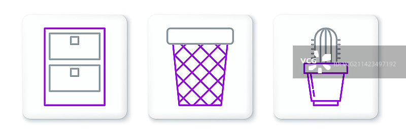 盆栽仙人掌多肉植物档案线条合集图片素材