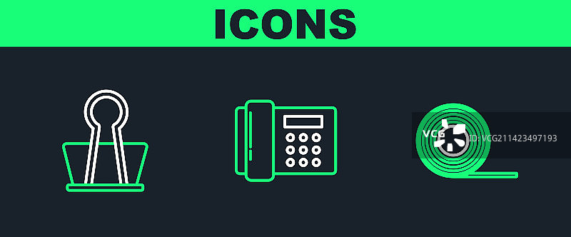 苏格兰威士忌夹子和电话线条图标图片素材