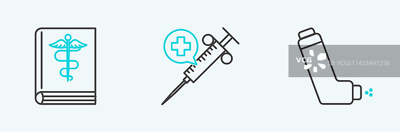 输液器、吸入器、医学书籍和注射器图片素材