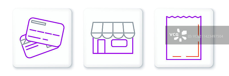 购物袋信用卡纸张线条组合图片素材