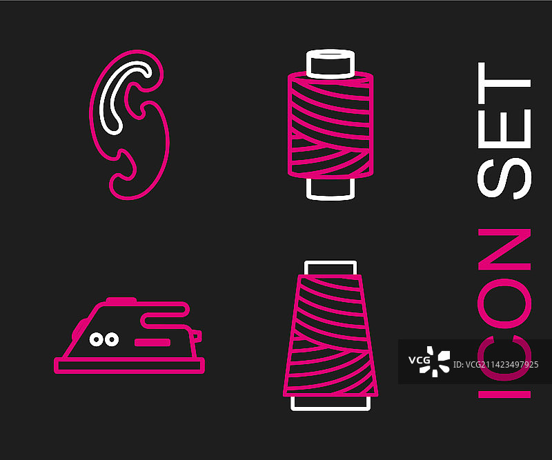 线轴上的缝纫线和电熨斗图片素材