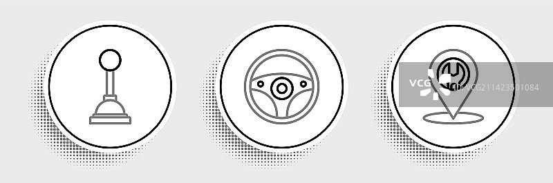 汽车线条、维修服务、换挡杆和方向盘图片素材