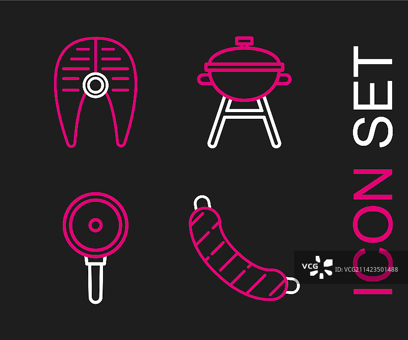 香肠煎锅烧烤架图片素材