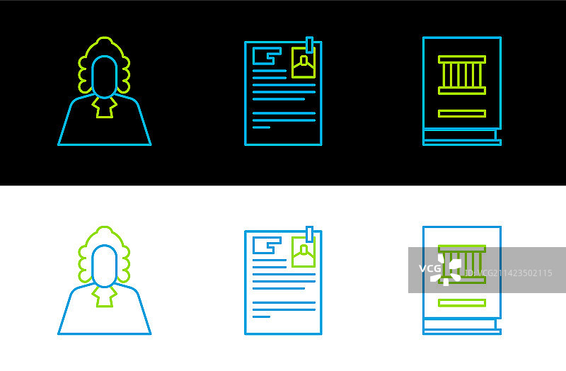 法律书籍、法官与诉讼文件图标图片素材