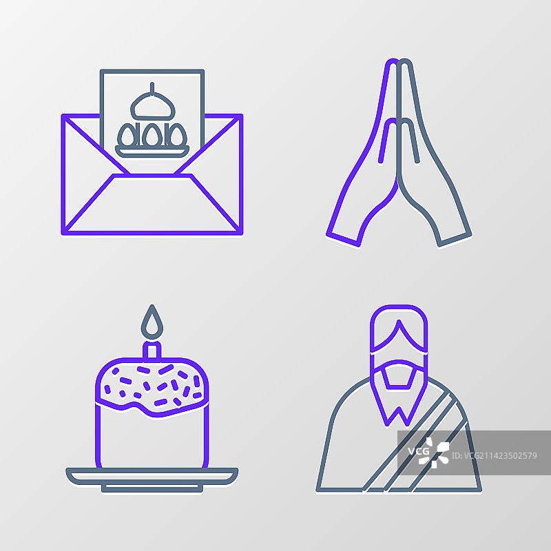 耶稣基督复活节蛋糕蜡烛线条组合图片素材