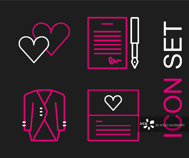 线条贺卡西装和婚姻合同图片素材