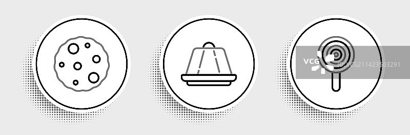 棒棒糖饼干和布丁设置线图片素材