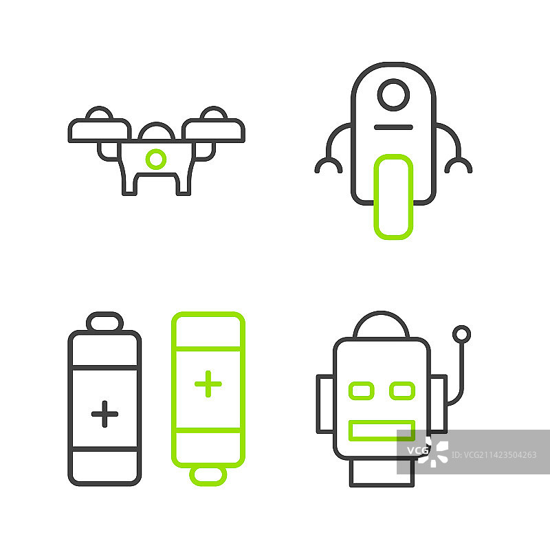机器人电池无人机图标合集图片素材