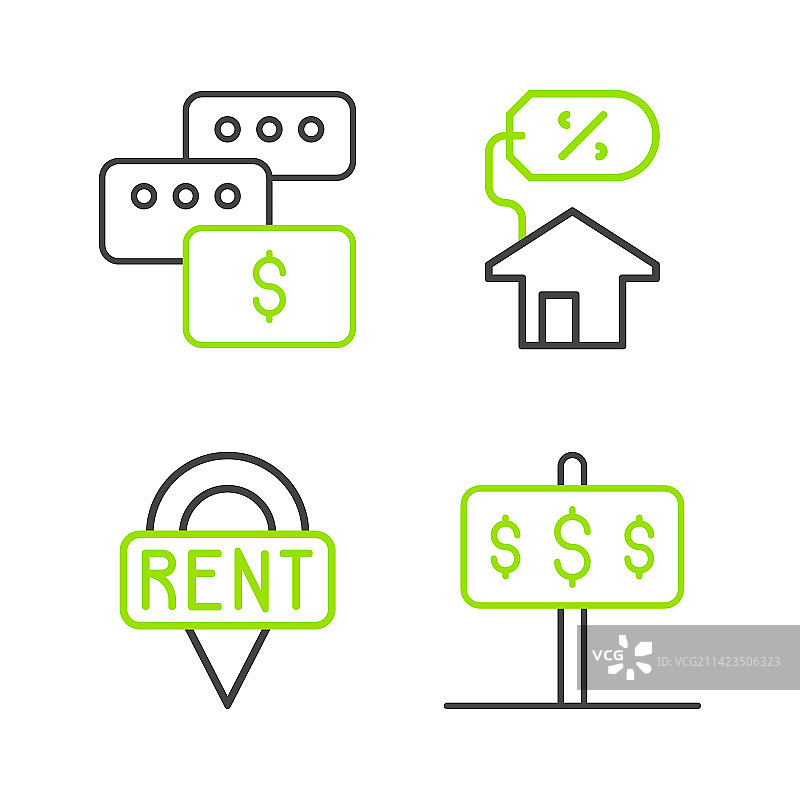 房屋美元定位钥匙线条组合图片素材