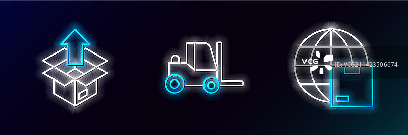 全球货运拆箱和叉车图片素材