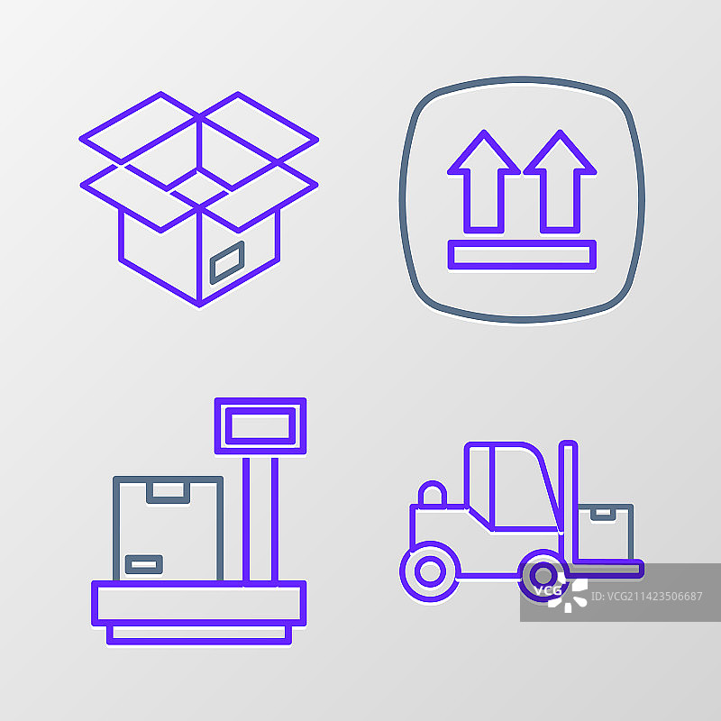 叉车带纸板箱的秤线条图片素材