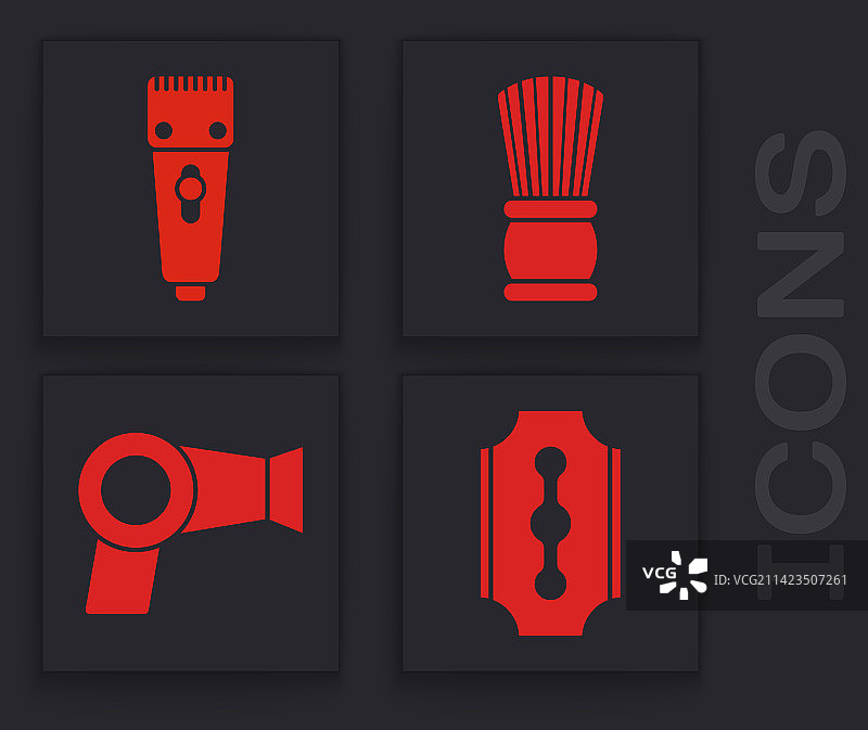 理发工具合集：刀片剃须刀、电动理发器或刮胡刀图片素材