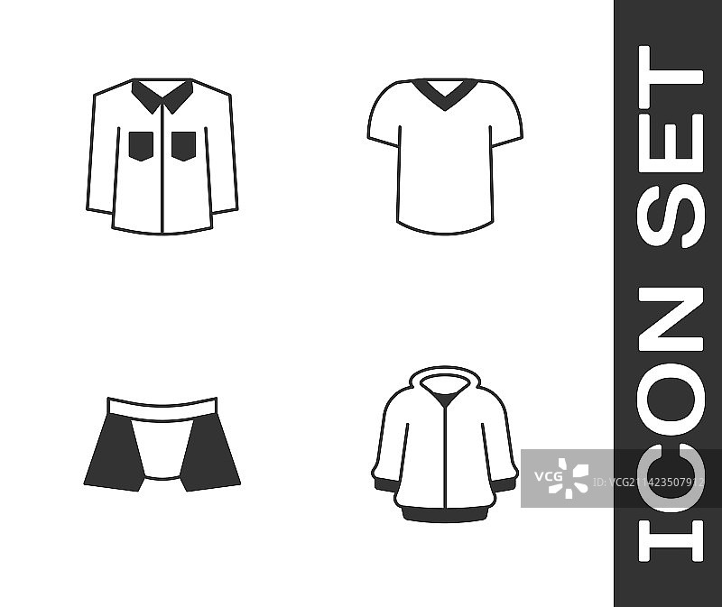 男士连帽衫T恤内裤套装图标图片素材