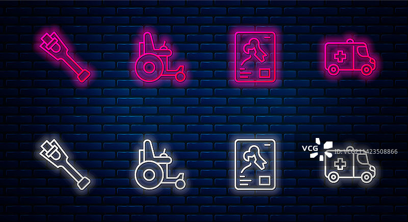 电动轮椅X光照片线条图标合集图片素材